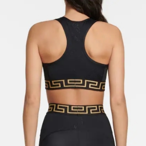 Versace Black Greca Racerback Sports Bra sz XS - Picture 2 of 5